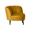 Okrově žluté sametové lounge křeslo Norma 112 cm, pravé