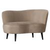 Béžové sametové lounge křeslo Norma 112 cm, pravé
