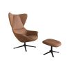 Koňakově hnědé kožené lounge křeslo FLEXLUX STILO