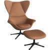 Koňakově hnědé kožené lounge křeslo FLEXLUX STILO