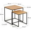 Set dvou dubových odkládacích stolků Kave Home Yoana 35x35/ 45x45 cm
