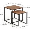 Set dvou ořechových odkládacích stolků Kave Home Yoana 35x35/ 45x45 cm