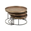 Set tří mosazných konferenčních stolků J-Line Rusty 80 / 70 / 60 cm