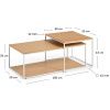 Set dvou dubových konferenčních stolků Kave Home Yoana 100x50/ 50x55 cm s bílou podnoží