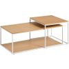 Set dvou dubových konferenčních stolků Kave Home Yoana 100x50/ 50x55 cm s bílou podnoží