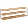 Dubový TV stolek Kave Home Yoana 160 x 40 cm s bílou podnoží