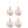 Set čtyř růžových skleněných vánočních ozdob J-Line Atira 10 cm