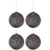 Set čtyř šedých skleněných vánočních ozdob J-Line Pia 10,5 cm