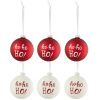 Set šesti červených skleněných a bílých vánočních ozdob J-Line Holly 8,5 cm
