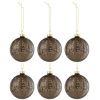 Set šesti hnědých skleněných vánočních ozdob J-Line Baub 8,5 cm