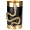 Černá kovová váza Bold Monkey Never Hurt A Snake 25,5 cm se zlatými detaily