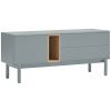 Modrošedý lakovaný dubový TV stolek Teulat Corvo 140 x 40 cm