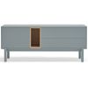 Modrošedý lakovaný dubový TV stolek Teulat Corvo 140 x 40 cm