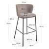 Světle hnědá látková barová židle Kave Home Ciselia 65 cm