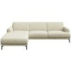 Béžová rohová látková pohovka MESONICA Puzo 240 cm, levá s černou podnoží