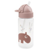 Růžová plastová láhev s brčkem Done by Deer Ozzo 350 ml