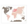 Růžová samolepka na zeď World Map 88 x 155 cm