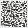 Černé samolepky na zeď World Animals 60 x 60 cm