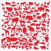 Červené samolepky na zeď World Animals 60 x 60 cm