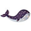Fialová dřevěná dětská LED lampa Velryba 44,5 cm