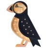 Černo-béžová dřevěná dětská LED lampa Papuchalk 37,5 cm