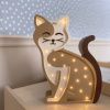 Béžová borovicová dětská LED lampa Kočka 37 cm -fv-interier-25