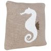 Světle hnědý pletený dětský polštář Quax Seahorse 30 x 30 cm