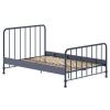Tmavě modrá kovová postel Vipack Bronxx 140 x 200 cm