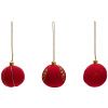 Set tří červených plstěných vánočních ozdob Kave Home Breshi 5 cm
