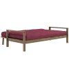 Bordově červená trojmístná rozkládací pohovka Karup Design Knob 205 cm s hnědou konstrukcí