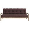 Tmavě hnědá trojmístná rozkládací pohovka Karup Design Knob 205 cm s hnědou konstrukcí
