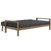 Tmavě šedá trojmístná rozkládací pohovka Karup Design Knob 205 cm s hnědou konstrukcí