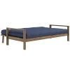 Tmavě modrá trojmístná rozkládací pohovka Karup Design Knob 205 cm s hnědou konstrukcí