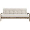 Béžová manšestrová trojmístná rozkládací pohovka Karup Design Knob 205 cm s hnědou konstrukcí