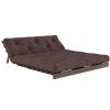 Tmavě hnědá dvojmístná rozkládací pohovka Karup Design Roots 160 cm s hnědou konstrukcí