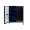 Modrá kovová vitrína Unique Furniture Bronco 140 x 111 cm
