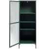 Tmavě zelená kovová vitrína Unique Furniture Bronco 160 x 58 cm