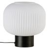 Opálově bílá skleněná stolní lampa Milford s kovovou podstavou