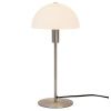 Opálově bílá skleněná stolní lampa Ellen se stříbrnou podstavou