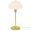 Opálově bílá skleněná stolní lampa Ellen s mosaznou podstavou