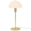 Opálově bílá skleněná stolní lampa Ellen s mosaznou podstavou