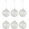 Set šesti stříbrných skleněných vánočních ozdob J-Line Ween 10,5 cm