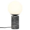 Opálově bílá skleněná stolní lampa Lilly s šedou podstavou