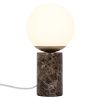 Opálově bílá skleněná stolní lampa Lilly s hnědou podstavou