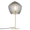Kouřově šedá skleněná stolní lampa Orbiform