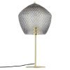 Kouřově šedá skleněná stolní lampa Orbiform