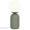 Opálově bílá skleněná stolní lampa Notti se zelenou podstavou
