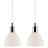 Set dvou opálově bílých skleněných závěsných světel Ray 12 cm se stříbrným zavěšením
