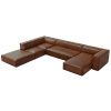 Koňakově hnědá kožená pohovka do "U" Windsor & Co Madame 365 cm, levá