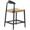 Černá dřevěná barová židle Kave Home Nina 62 cm s výpletem